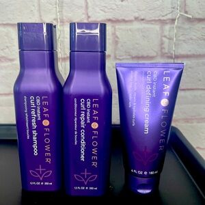 Leaf & Flower Instant Curl Shampoo(12oz)Conditioner(12oz)Curl Defining Cream 6oz